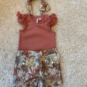 Janie and Jack top and shorts with matching headband